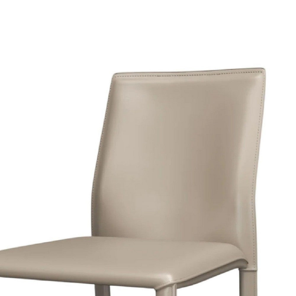 Nuwo Side Dining Chair Set of 2, Taupe Faux Leather, Modern Metal Legs -BM334677