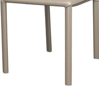 Nuwo Side Dining Chair Set of 2, Taupe Faux Leather, Modern Metal Legs -BM334677