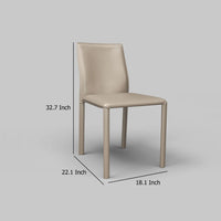 Nuwo Side Dining Chair Set of 2, Taupe Faux Leather, Modern Metal Legs -BM334677
