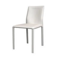 Nuwo Side Dining Chair Set of 2, White Faux Leather, Modern Metal Legs -BM334678