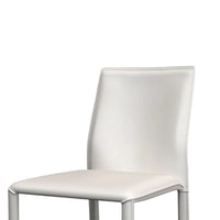 Nuwo Side Dining Chair Set of 2, White Faux Leather, Modern Metal Legs -BM334678