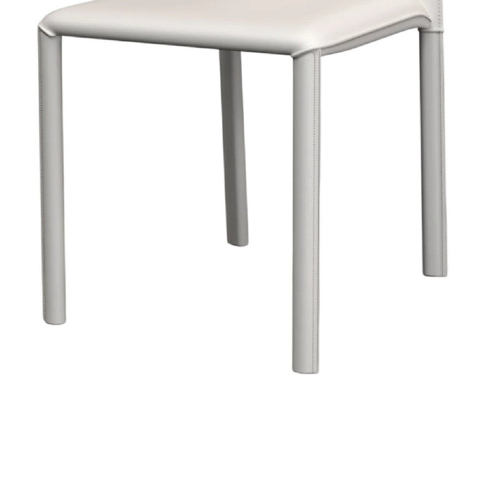 Nuwo Side Dining Chair Set of 2, White Faux Leather, Modern Metal Legs -BM334678