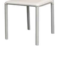 Nuwo Side Dining Chair Set of 2, White Faux Leather, Modern Metal Legs -BM334678