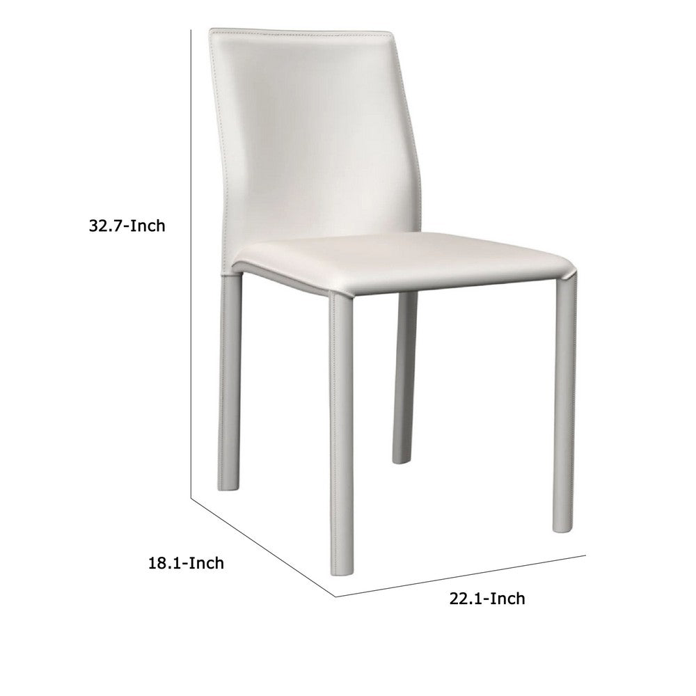 Nuwo Side Dining Chair Set of 2, White Faux Leather, Modern Metal Legs -BM334678