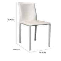 Nuwo Side Dining Chair Set of 2, White Faux Leather, Modern Metal Legs -BM334678