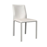 Nuwo Side Dining Chair Set of 2, White Faux Leather, Modern Metal Legs -BM334678