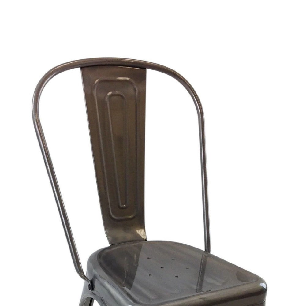 Dining Accent Chair Set of 4, Bronze Metal Body, Industrial Style -BM334679