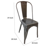 Dining Accent Chair Set of 4, Bronze Metal Body, Industrial Style -BM334679