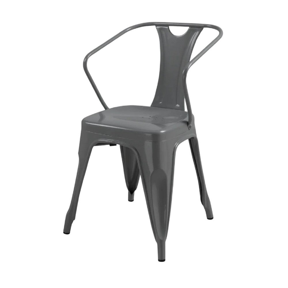 Toam Dining Armchair Set of 4, Gray Metal, Industrial Tapered Legs -BM334680