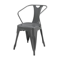 Toam Dining Armchair Set of 4, Gray Metal, Industrial Tapered Legs -BM334680