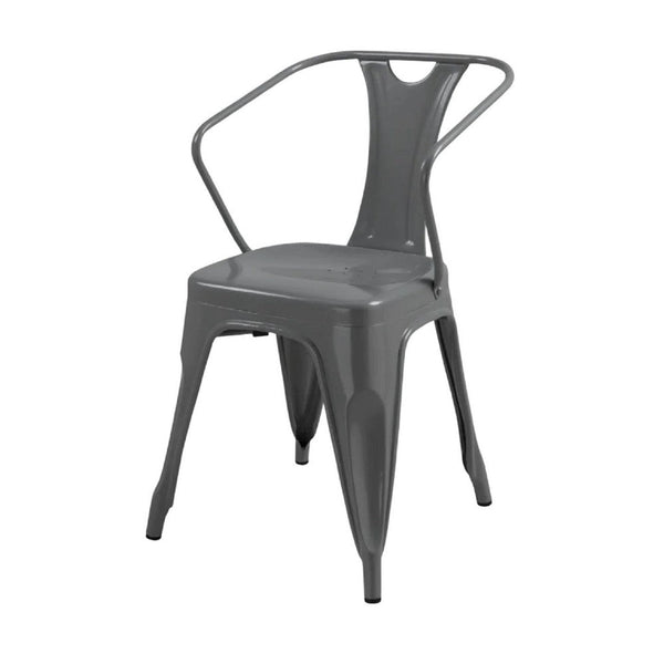 Toam Dining Armchair Set of 4, Gray Metal, Industrial Tapered Legs -BM334680