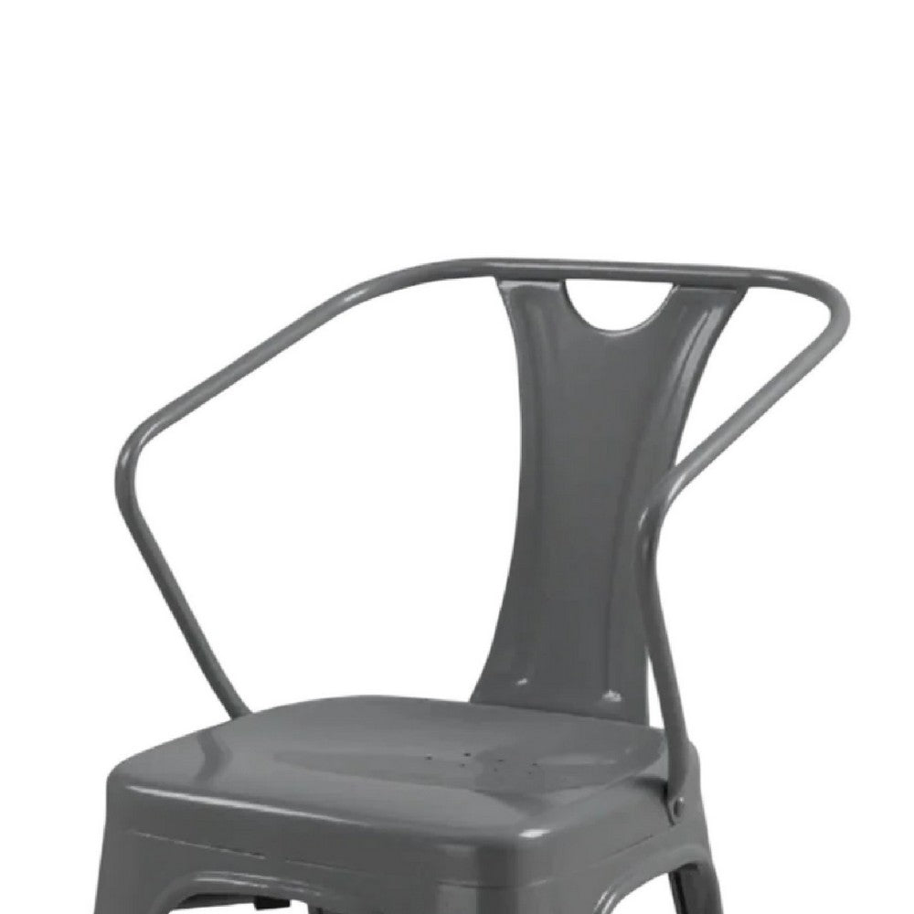 Toam Dining Armchair Set of 4, Gray Metal, Industrial Tapered Legs -BM334680
