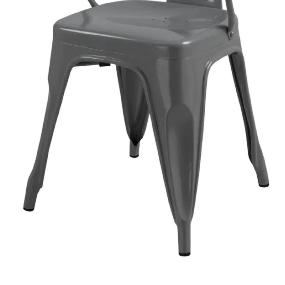 Toam Dining Armchair Set of 4, Gray Metal, Industrial Tapered Legs -BM334680