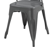 Toam Dining Armchair Set of 4, Gray Metal, Industrial Tapered Legs -BM334680