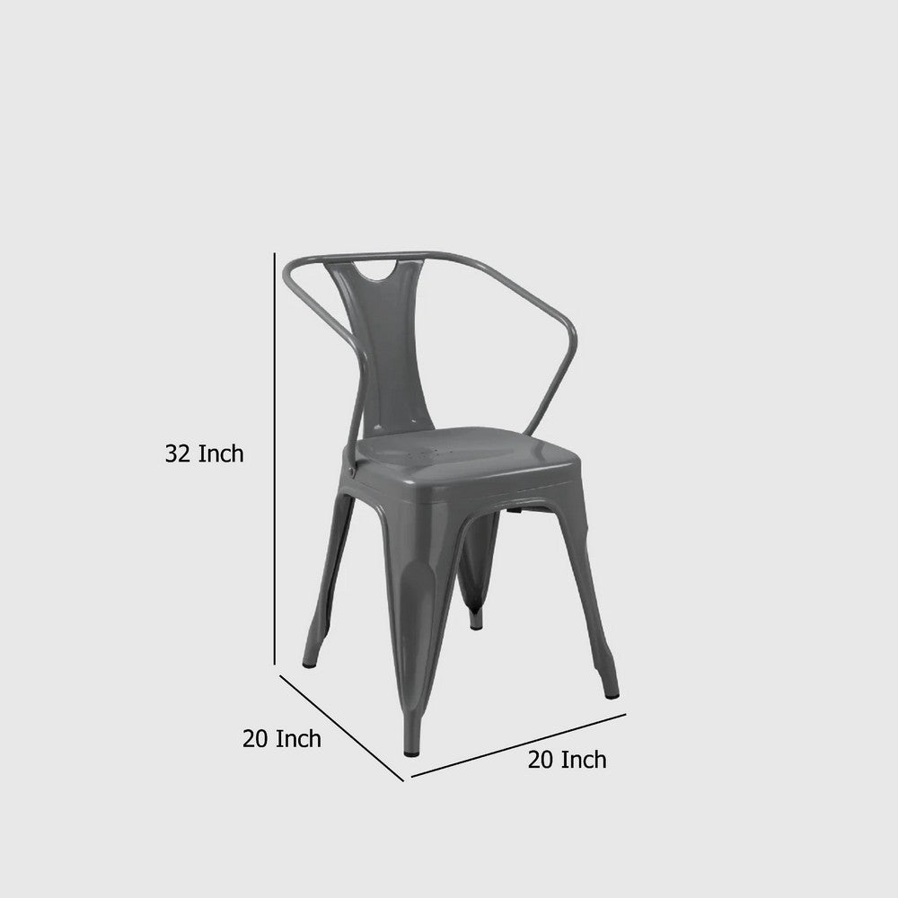 Toam Dining Armchair Set of 4, Gray Metal, Industrial Tapered Legs -BM334680