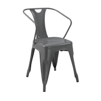 Toam Dining Armchair Set of 4, Gray Metal, Industrial Tapered Legs -BM334680