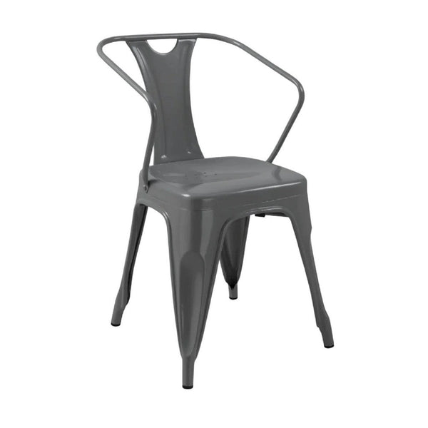 Toam Dining Armchair Set of 4, Gray Metal, Industrial Tapered Legs -BM334680