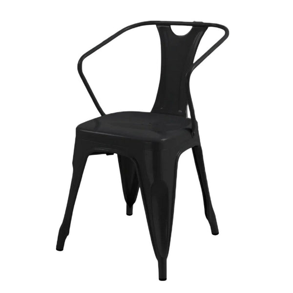 Toam Dining Armchair Set of 4, Black Metal, Industrial Tapered Legs -BM334681