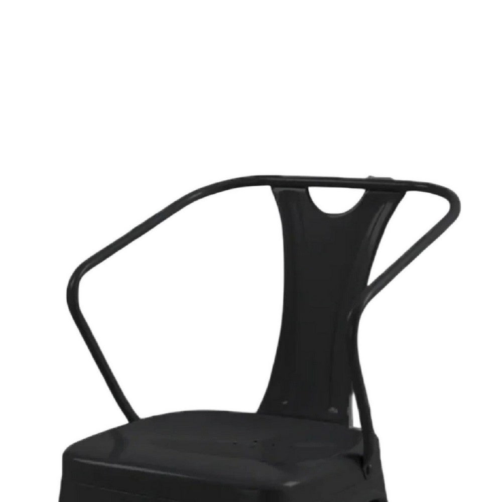 Toam Dining Armchair Set of 4, Black Metal, Industrial Tapered Legs -BM334681