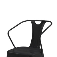 Toam Dining Armchair Set of 4, Black Metal, Industrial Tapered Legs -BM334681