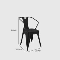 Toam Dining Armchair Set of 4, Black Metal, Industrial Tapered Legs -BM334681