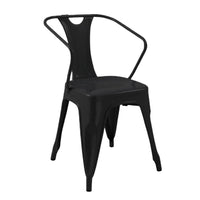 Toam Dining Armchair Set of 4, Black Metal, Industrial Tapered Legs -BM334681