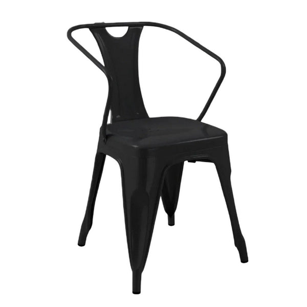 Toam Dining Armchair Set of 4, Black Metal, Industrial Tapered Legs -BM334681