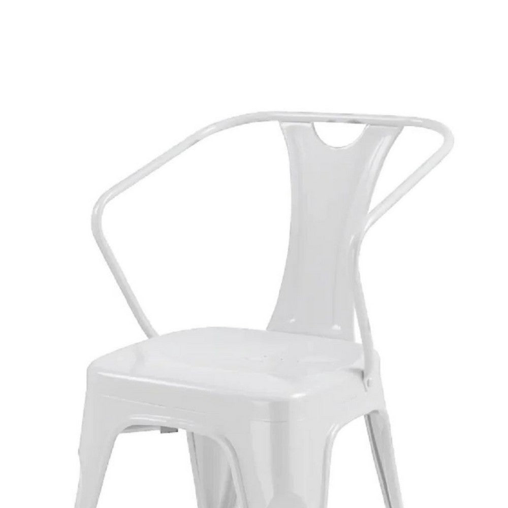 Toam Dining Armchair Set of 4, White Metal, Industrial Tapered Legs -BM334682