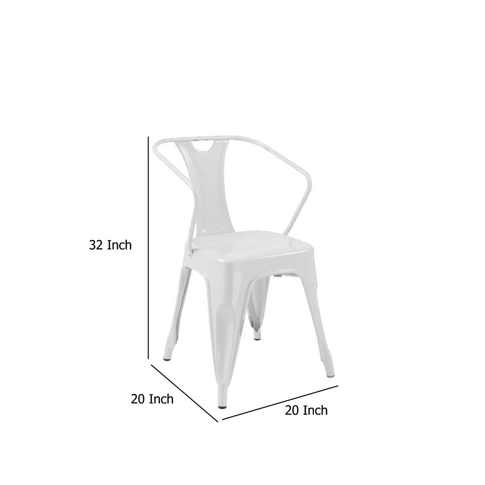 Toam Dining Armchair Set of 4, White Metal, Industrial Tapered Legs -BM334682