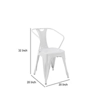 Toam Dining Armchair Set of 4, White Metal, Industrial Tapered Legs -BM334682