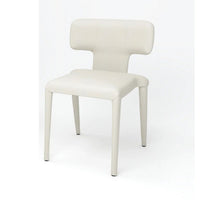 Stackable Side Dining Chair Set of 4, Rich Oatmeal White Faux Leather -BM334683