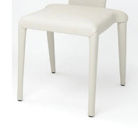 Stackable Side Dining Chair Set of 4, Rich Oatmeal White Faux Leather -BM334683