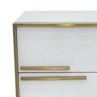 Boko Nightstand, 2 Drawers w Modern Gold Metal Handles, 20 Inch White -BM334695