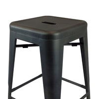 Barstool Set of 4, Industrial Black Metal Body, Square Seat, Tapered -BM334696
