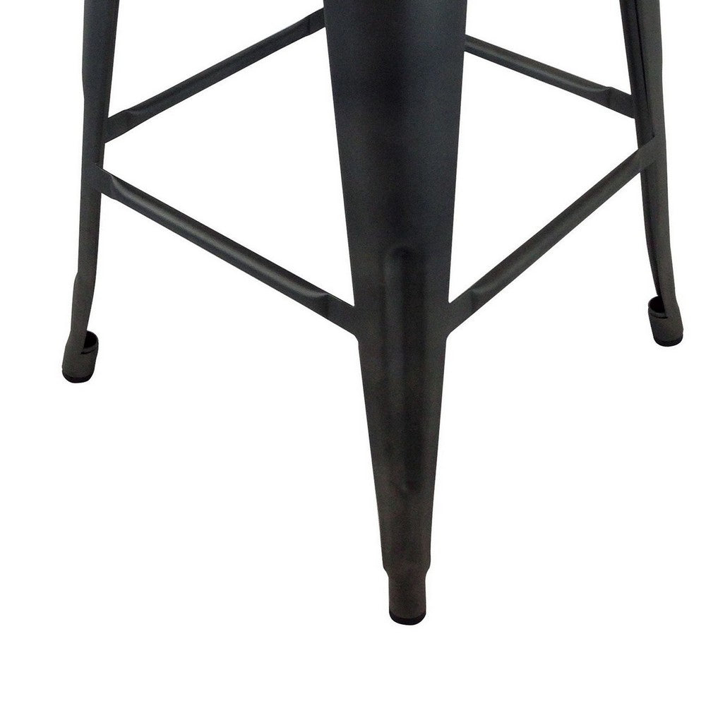 Barstool Set of 4, Industrial Black Metal Body, Square Seat, Tapered -BM334696