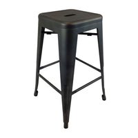 Barstool Set of 4, Industrial Black Metal Body, Square Seat, Tapered -BM334696