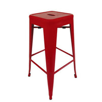 Counter Height Stool Set of 4, Industrial Red Metal Square, Tapered -BM334697