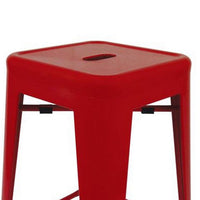 Counter Height Stool Set of 4, Industrial Red Metal Square, Tapered -BM334697