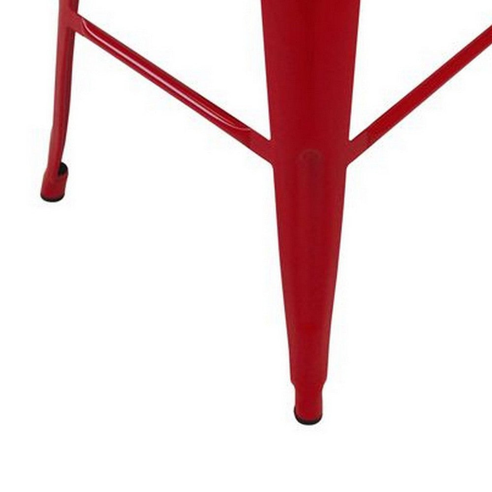 Counter Height Stool Set of 4, Industrial Red Metal Square, Tapered -BM334697