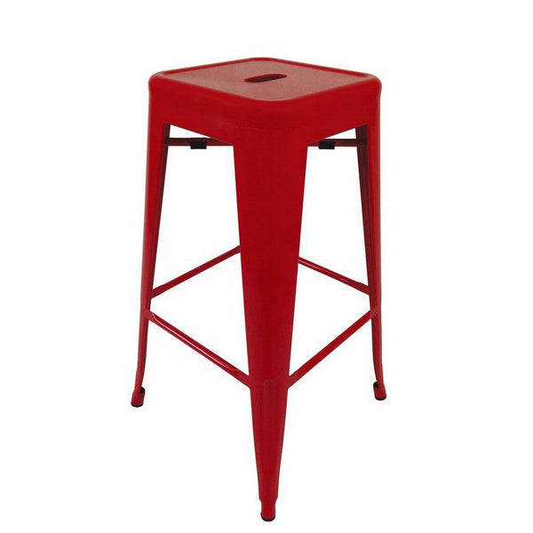 Counter Height Stool Set of 4, Industrial Red Metal Square, Tapered -BM334697