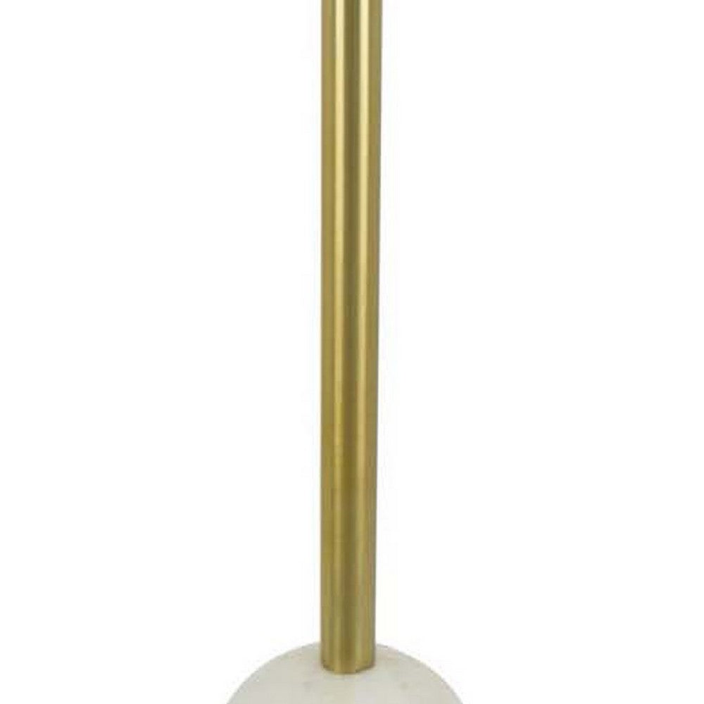 Rohi Plant Stand Table, 16 Inch Round White Marble Top, Gold Metal -BM334786