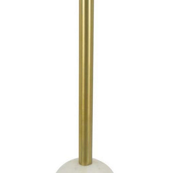 Rohi Plant Stand Table, 16 Inch Round White Marble Top, Gold Metal -BM334786
