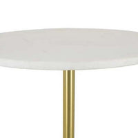 Rohi Plant Stand Table, 16 Inch Round White Marble Top, Gold Metal -BM334786