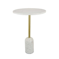 Rohi Plant Stand Table, 16 Inch Round White Marble Top, Gold Metal -BM334786