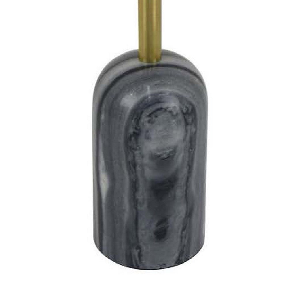 Rohi Plant Stand Table, 11 Inch Round Gray Marble Top, Gold Metal -BM334787