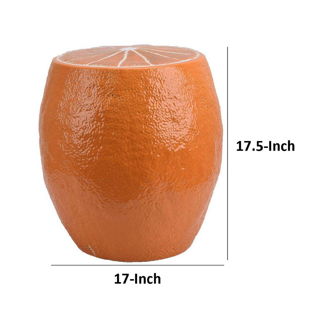 Accent Plant Stand, Orange Slice Themed Textured Design, 17 Inch Top -BM334789
