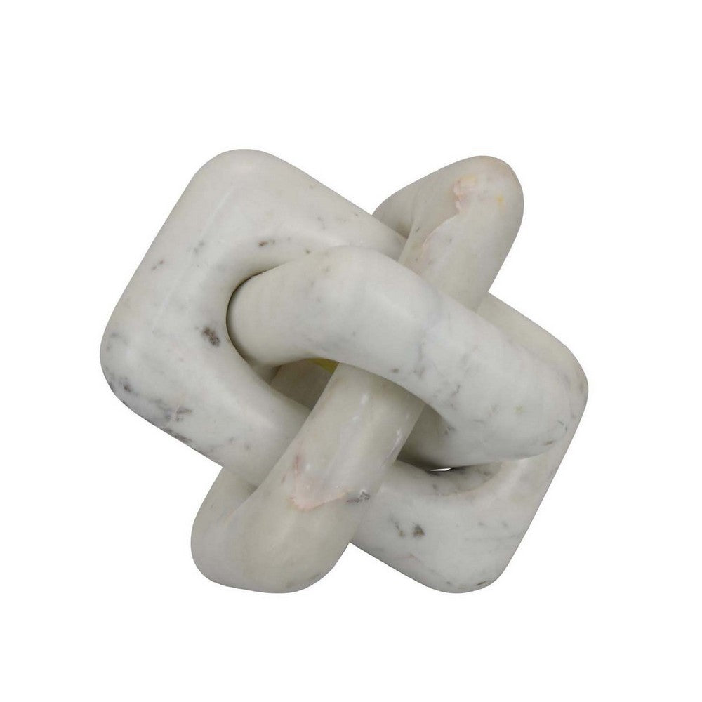 Goi Decorative Knot Statuette, Modern Geometric White Marble 8 Inch -BM334791