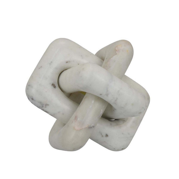 Goi Decorative Knot Statuette, Modern Geometric White Marble 8 Inch -BM334791
