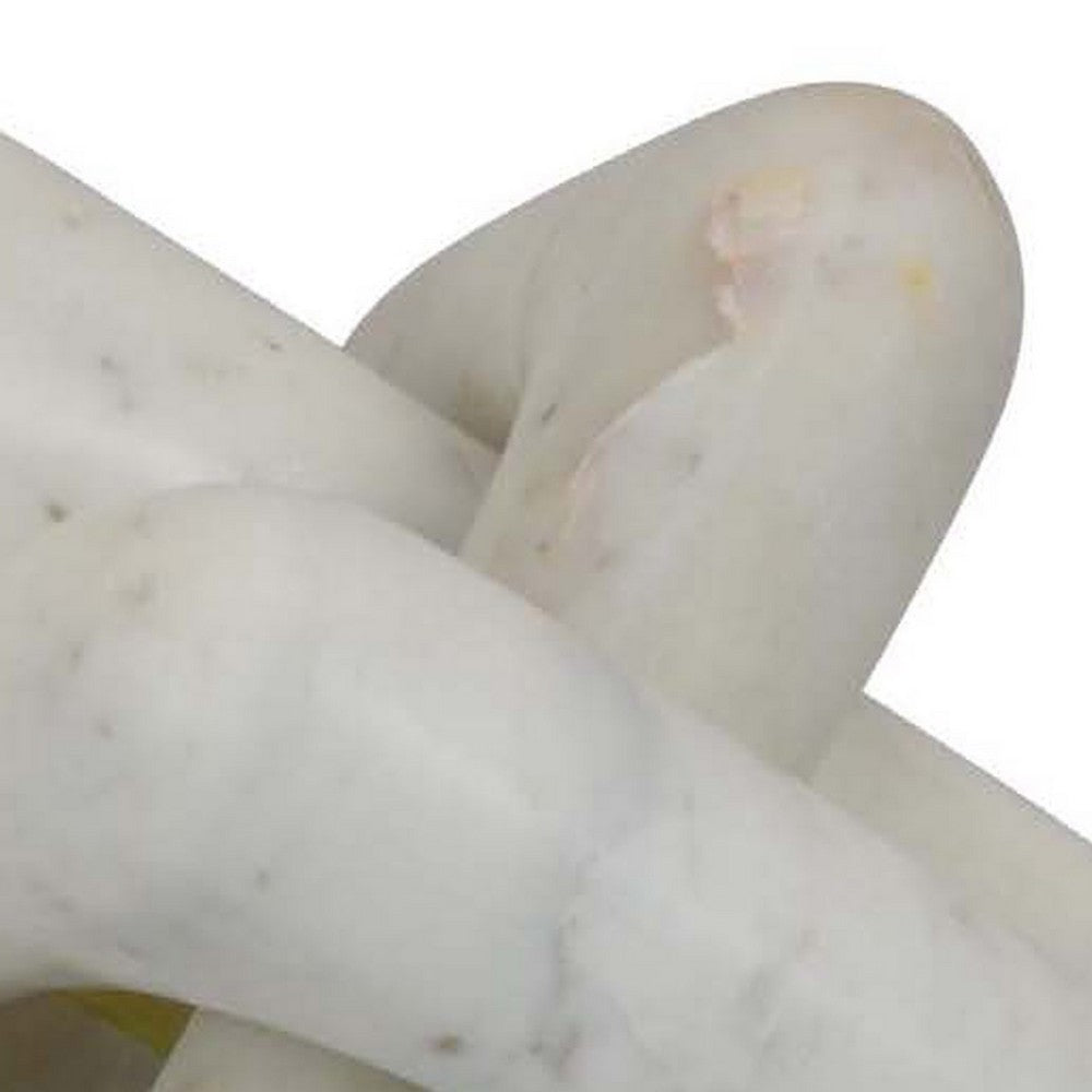 Goi Decorative Knot Statuette, Modern Geometric White Marble 8 Inch -BM334791