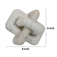 Goi Decorative Knot Statuette, Modern Geometric White Marble 8 Inch -BM334791